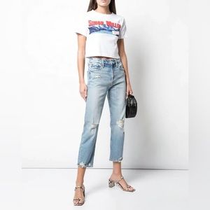 MOTHER Made in Los Angeles High-Rise Straight Leg Distressed Jeans - 26